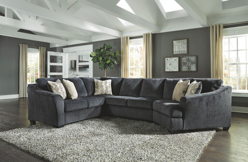 Eltmann Slate LAF Sofa with Corner Wedge, Armless Loveseat & RAF Cuddler Sectional