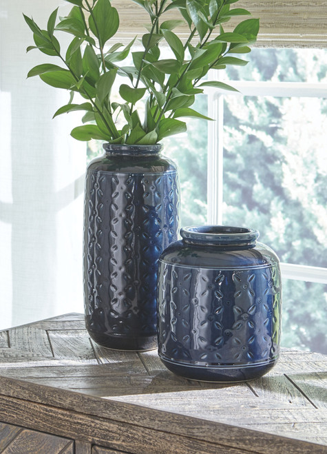 Marenda Navy Blue Vase Set (2/CN)