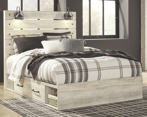 Cambeck Whitewash Queen Panel Bed with Side Storage