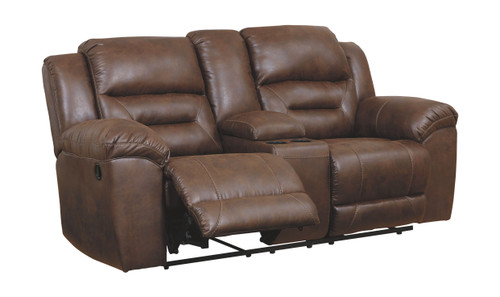 Stoneland Chocolate Double Reclining Loveseat w/Console