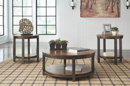 Roybeck Light Brown/Bronze Occasional Table Set (3/CN)