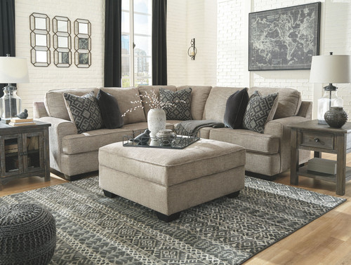 Bovarian Stone LAF Loveseat, RAF Sofa with Corner Wedge Sectional & Ottoman