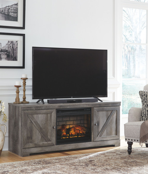 Wynnlow Gray LG TV Stand with Fireplace Insert Infrared