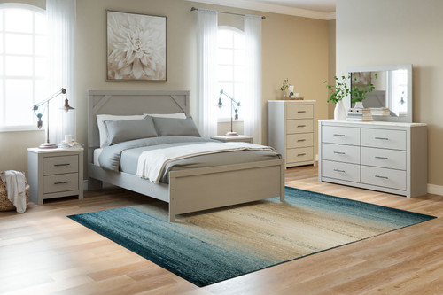Cottenburg Light Gray/White 4 Pc. Dresser, Mirror, Queen Panel Bed