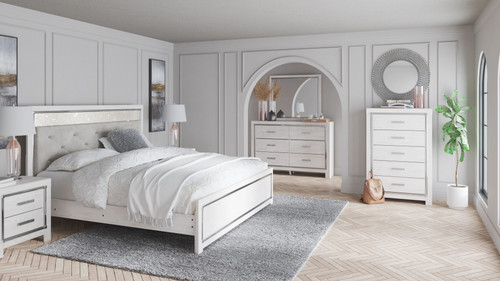 Altyra White 6 Pc. Dresser, Mirror, Chest, King Panel Bed