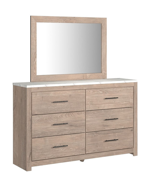 Senniberg Light Brown/White Dresser, Mirror