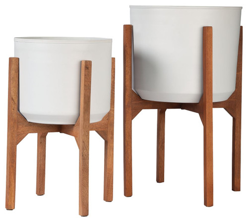 Dorcey White/Brown Planter Set (2/CN)