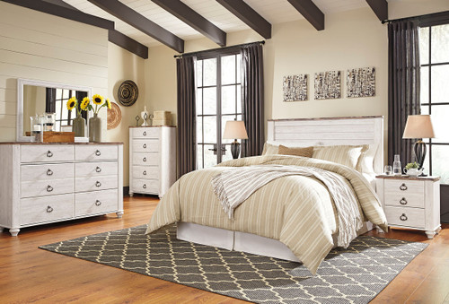 Willowton Whitewash 5 Pc. Queen Sleigh Bedroom Collection