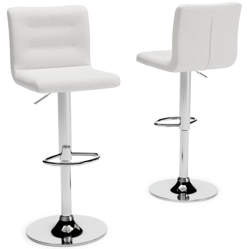 Pollzen Stone Tall Upholstered Swivel Barstool (Set of 2)