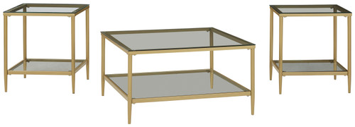 Zerika Gold Finish Occasional Table Set (3/CN)