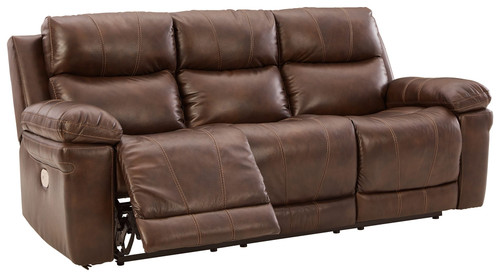 Edmar Chocolate Power Reclining Sofa with ADJ Headrest