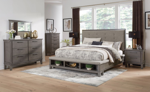 Hallanden Gray 6 Pc. Dresser, Mirror, Chest, California King Panel Bed With Storage