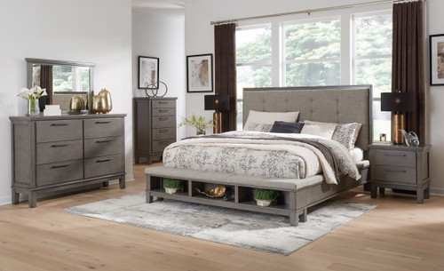 Hallanden Gray 8 Pc. Dresser, Mirror, Chest, California King Panel Bed With Storage, 2 Nightstands