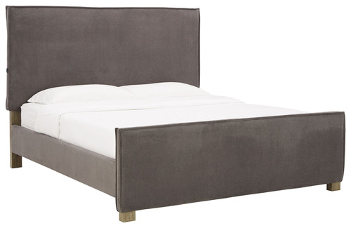 Krystanza Weathered Gray King Upholstered Panel Bed