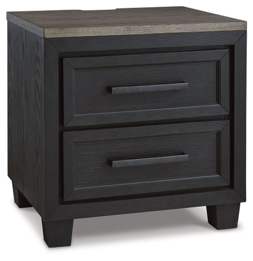 Foyland Black / Brown Two Drawer Night Stand