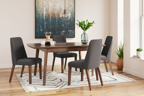 Lyncott Charcoal / Brown- 5 Pc. Butterfly Extension Table, 4 Side Chairs