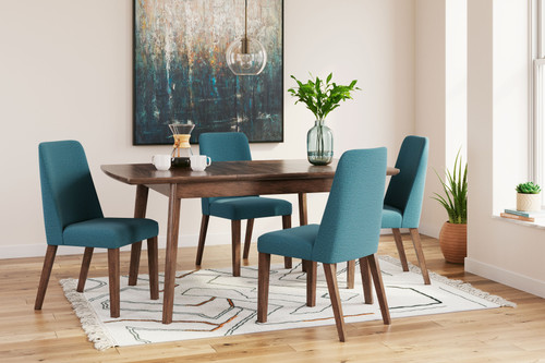 Lyncott Blue / Brown- 5 Pc. Butterfly Extension Table, 4 Side Chairs