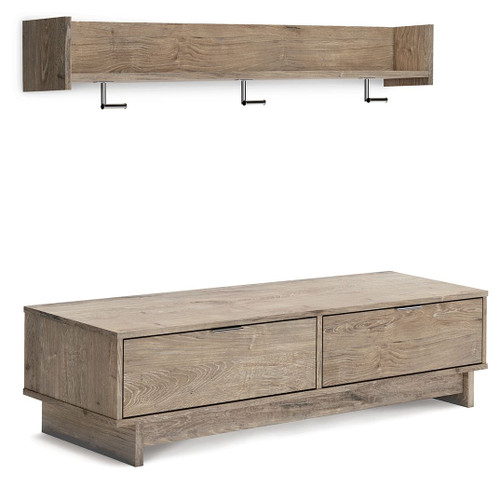 Oliah Natural Bench With Coat Rack