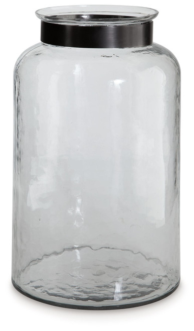 Lukasvale Clear / Pewter Finish Vase 14"