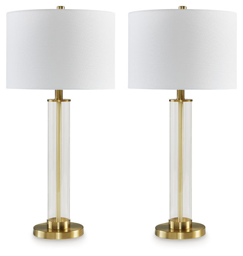 Orenman Clear / Brass Finish Glass Table Lamp (Set of 2)