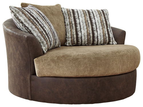Alesbury Chocolate Oversized Swivel Accent Chair