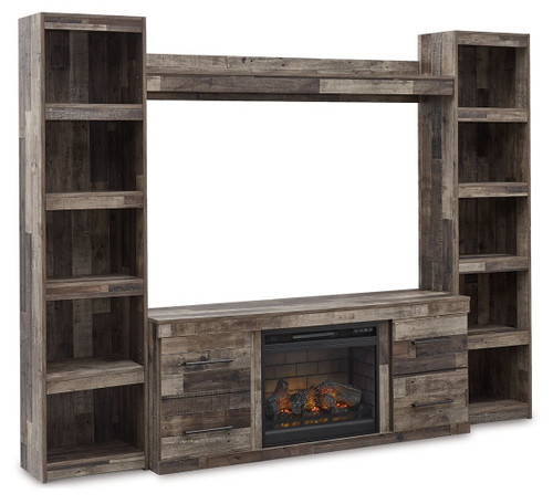 Derekson Multi Gray 4-Piece Entertainment Center With Electric Fireplace