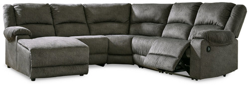 Benlocke Flannel 5-Piece Reclining Sectional With Laf Corner Chaise