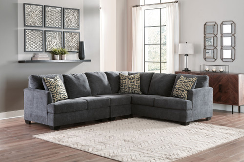 Ambrielle Gunmetal Right Arm Facing Sofa With Corner Wedge 3 Pc Sectional