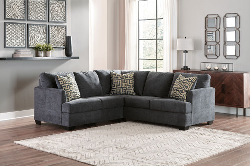 Ambrielle Gunmetal Right Arm Facing Sofa With Corner Wedge 2 Pc Sectional