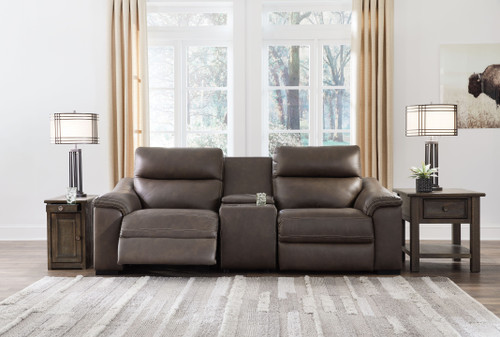 Salvatore Chocolate Power Reclining Loveseat With Console 3 Pc Sectional