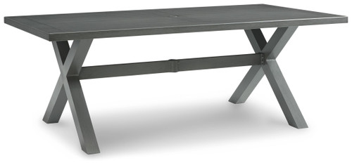 Elite Park Gray Rect Dining Table W/Umb Opt