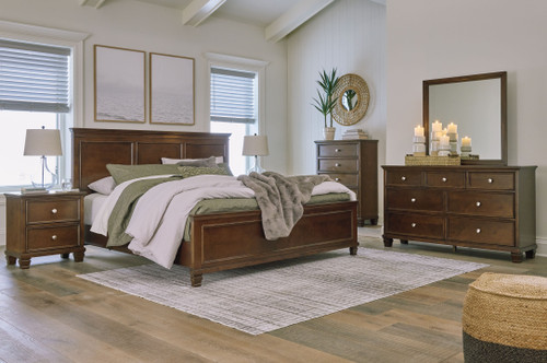 Danabrin Brown 8 Pc. Dresser, Mirror, Chest, California King Panel Bed, 2 Nightstands