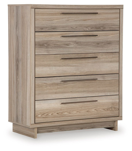 Hasbrick Tan Five Drawer Wide Chest