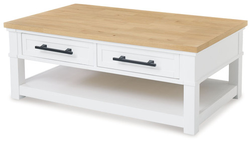 Ashbryn White / Natural Rectangular Cocktail Table