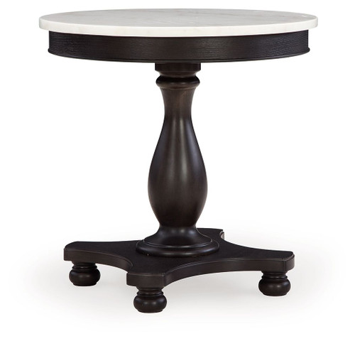 Henridge Black / White Accent Table With Pedestal Base