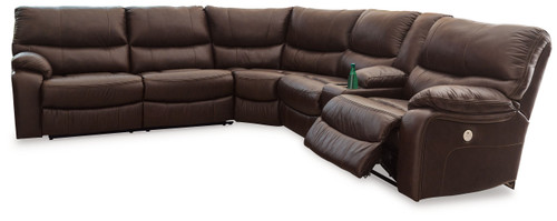 Family Circle Dark Brown 3-Piece Power Reclining Sectional With Raf Power Reclining Loveseat With Console