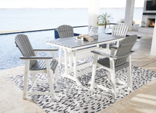 Transville Outdoor Counter Height Dining Table with 4 Barstools (P210P5)
