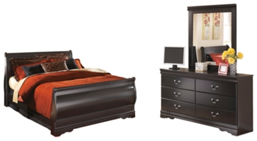 Huey Vineyard Queen Sleigh Bed with Dresser and Mirror (B128B6)