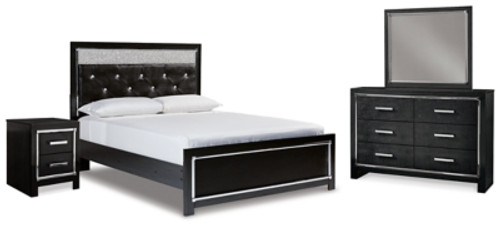 Kaydell Queen Upholstered Panel Bed, Dresser, Mirror and Nightstand (B1420B51)