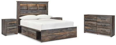 Drystan Twin Bookcase Bed with 2 sided Storage, Dresser and Nightstand (B211B81)