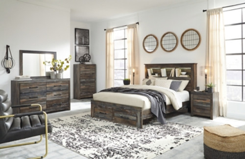Drystan Queen Bookcase Storage Bed, Dresser, Mirror, Chest and 2 Nightstands (B211B79)