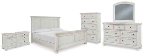 Robbinsdale King Panel Bed, Dresser, Mirror, Chest and 2 Nightstands (B742B38)