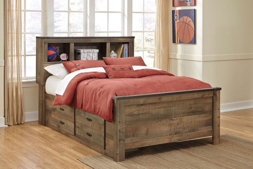Trinell Brown Full Bookcase Bed with Under Bed Storage