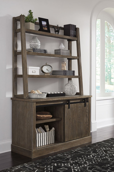 Luxenford Grayish Brown Large Credenza with Hutch