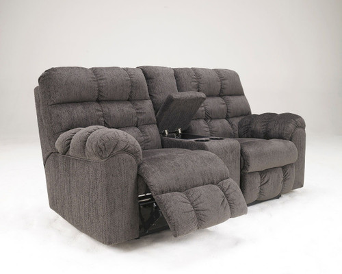 Acieona Slate Double Reclining Loveseat w/Console