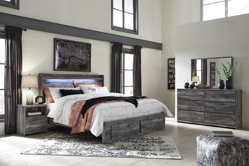 Baystorm Gray 5 Pc. Chest & King Panel Bed with Footboard Storage