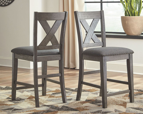 Caitbrook Dark Gray Upholstered Barstool