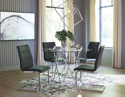 Madanere Chrome Finish 5 Pc. Round Table & 4 Side Chairs