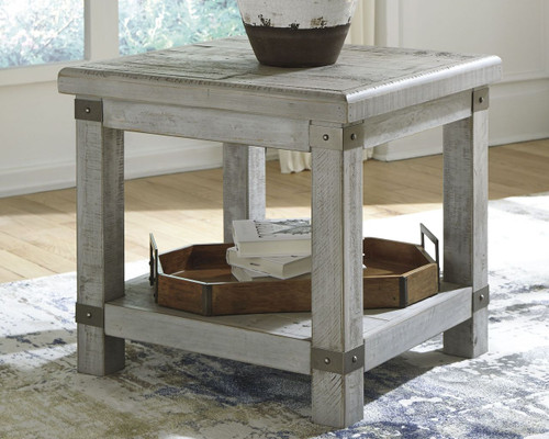 Carynhurst White Wash Gray Rectangular End Table