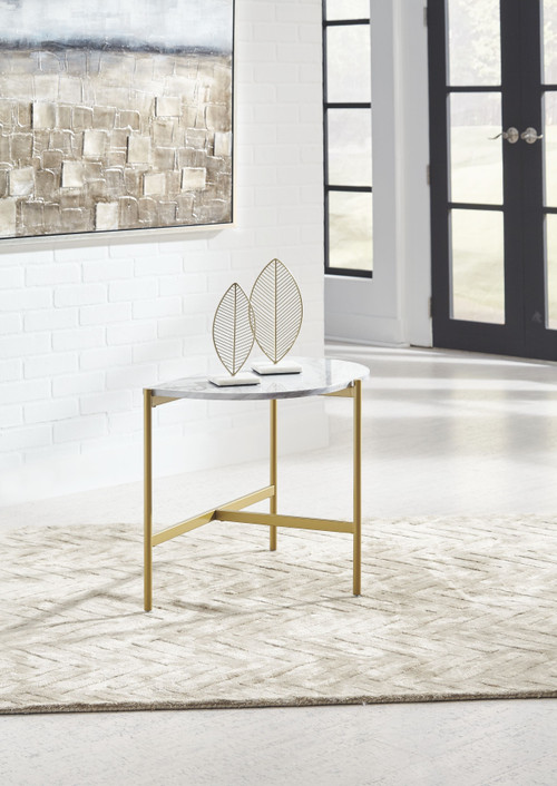 The Wynora White/Gold Chair Side End Table available at Rose Brothers